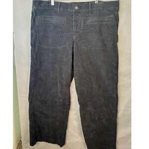 AE American Eagle Black Corduroy Wide Leg High Rise Stretch Pants Sz 18 Regular